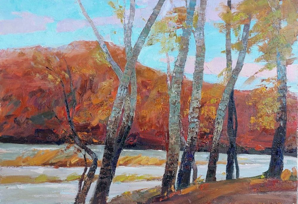 Автор: Александр Шпак, "Осенний Псекупс", 2024 год, 50х70 см, холст, масло