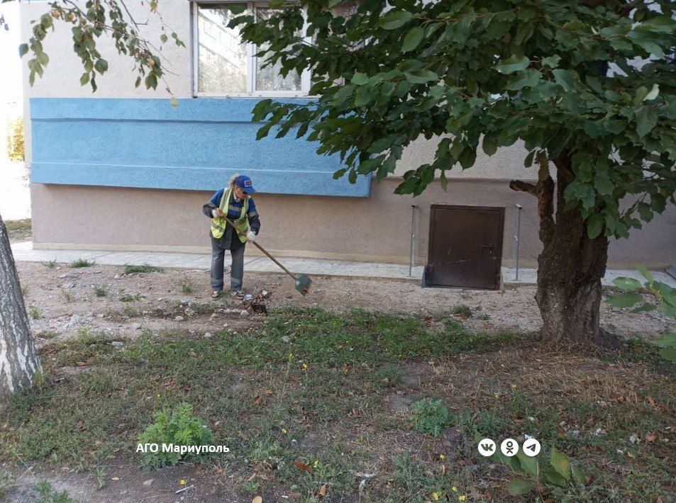 Коммунальщики провели уборку дворов в трех районах Мариуполя Коммунальщики провели уборку дворов в трех районах Мариуполя