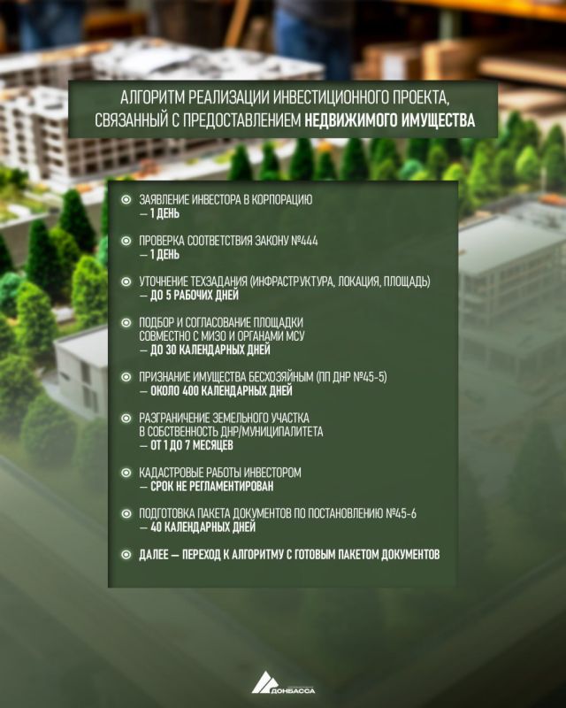 Алгоритм реализации масштабного инвестиционного проекта в ДНР Алгоритм реализации масштабного инвестиционного проекта в ДНР