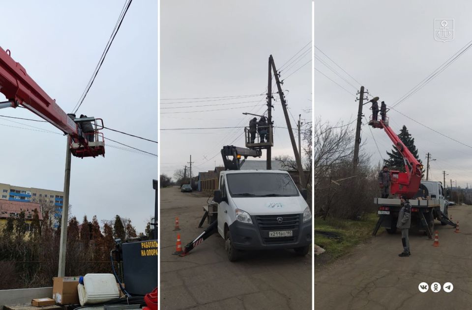 На улицах Мариуполя энергетики установили 50 новых светильников