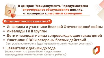 Внеочередное обслуживание в отделениях МФЦ ДНР