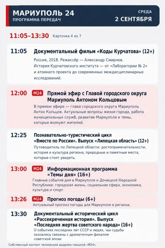 «Мариуполь 24» | Программа передач «Мариуполь 24» | Программа передач