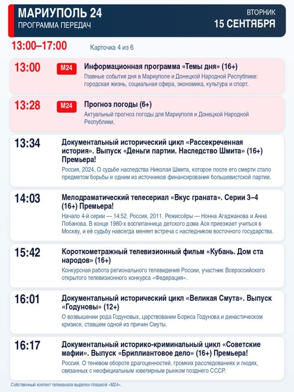 «Мариуполь 24» — программа передач «Мариуполь 24» — программа передач