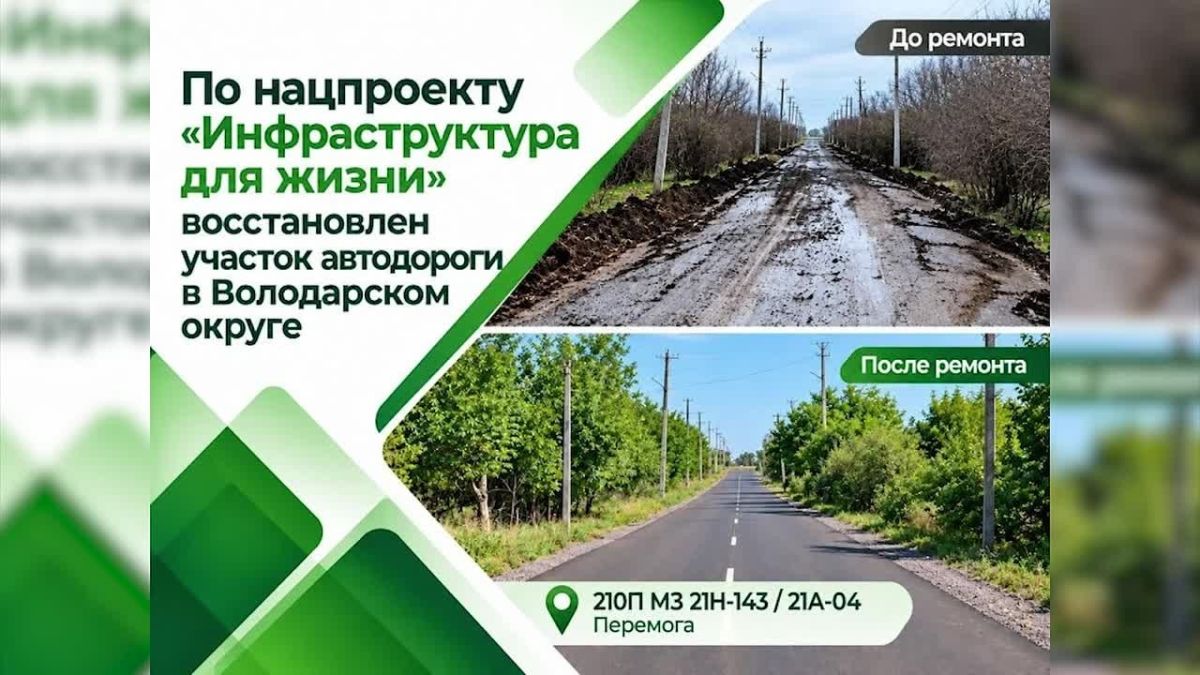 В Володарском округе по нацпроекту «Инфраструктура для жизни» восстановлен новый дорожный участок