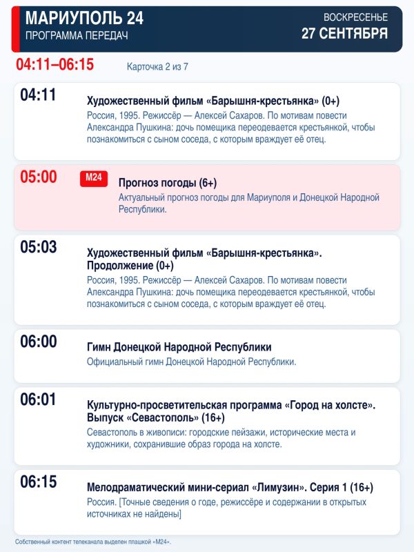 «Мариуполь 24» — программа передач «Мариуполь 24» — программа передач
