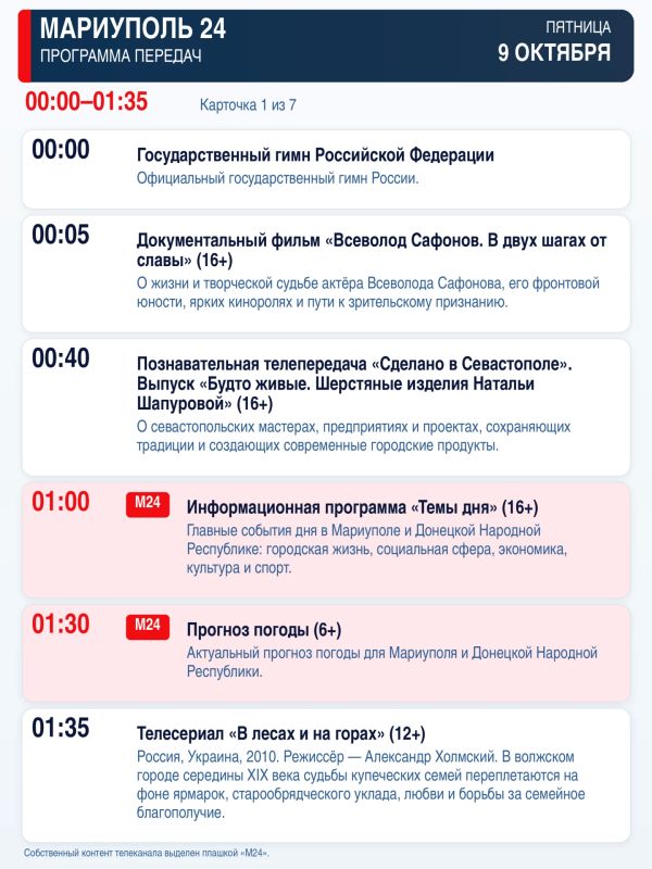 «Мариуполь 24» — программа передач